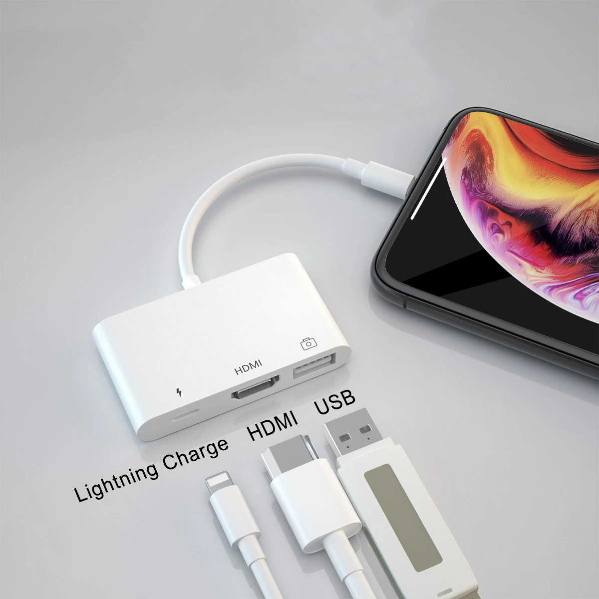 

Lightning to HDMI Cable Digital AV HDTV TV 1080P Card Reader USB Hub Charging 4K OTG Adapter for iphone 7 8 X 11 12 ios 15