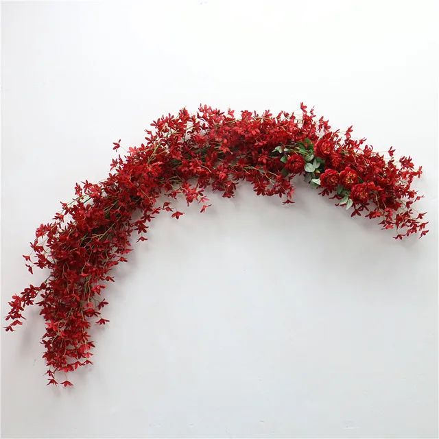 2m flower red Свадебная АРКА, круглый из кованого железа, кольцо, арка, искусственный цветок, Декор, день рождения, вечеринка, праздник, свадебный реквизит, Цветочная стойка, полка - Цвет: 2m flower red