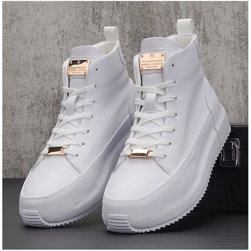 Мужские высокие кожаные кроссовки в стиле хип-хоп повседневная обувь на