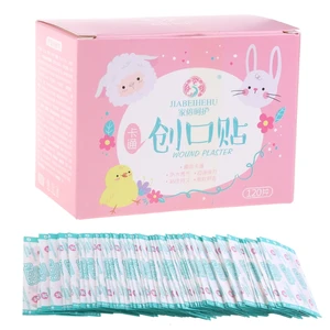 120 шт.кор. мультяшная повязка на голову, Милая Мини-детская дышащая водостойкая повязка, медицинская повязка на голову, повязка на голову с гемостатическим пластырем