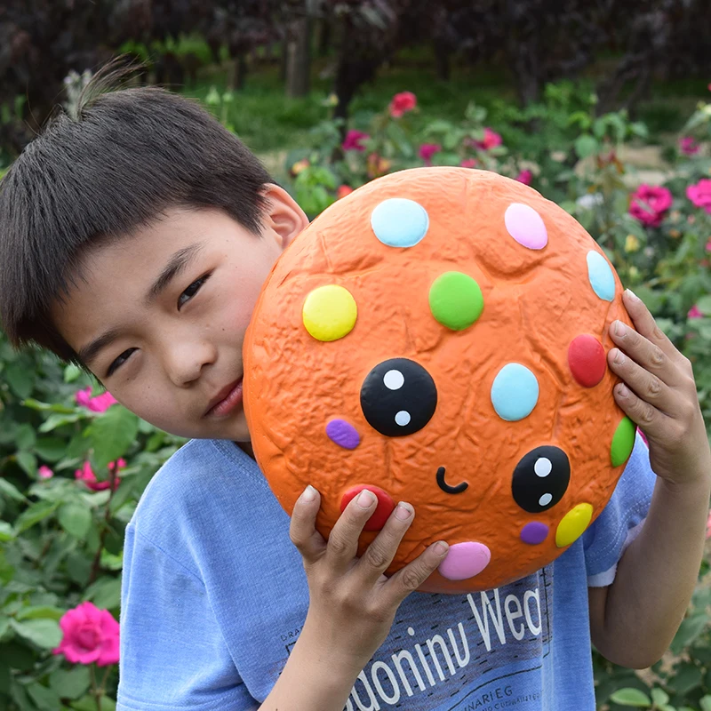 

28cm Colorful Jumbo Squishy Chocolate Bean Biscuits Cookie Squishi Toy Stress Relief Scented Squishies Slow Rising Food Toys