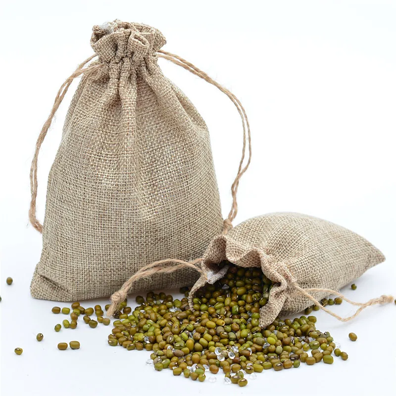 5 шт. 7x9 см льняные Подарочные мешки на шнурке для рождественской вечеринки