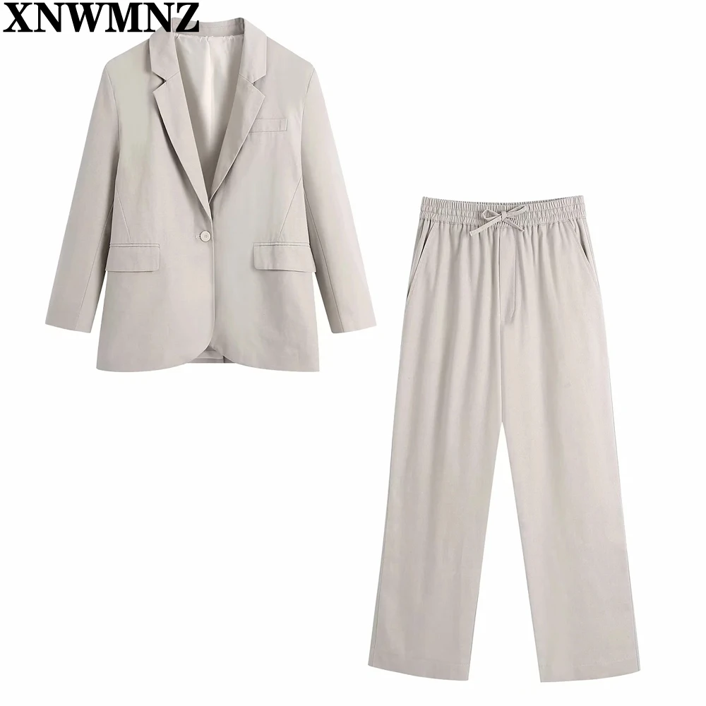 

XNWMNZ za New Women oversized blazer 2021 lapel collar Long Sleeve pockets blazers coat Ladies Casual button-up back vent Tops