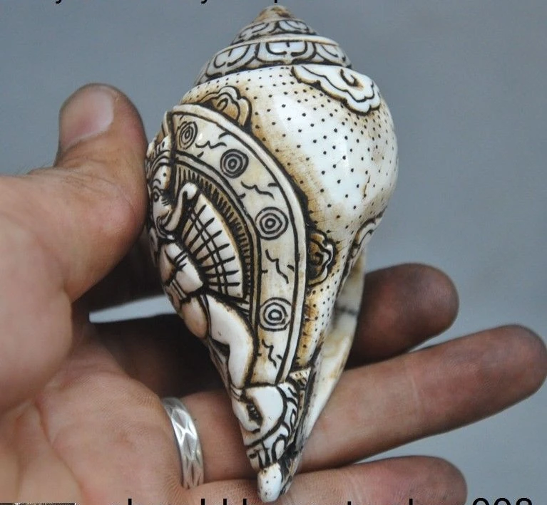 Тибетский ракушка 3 головы 1000 руки слон рошала гудок статуя Будды | Дом и сад