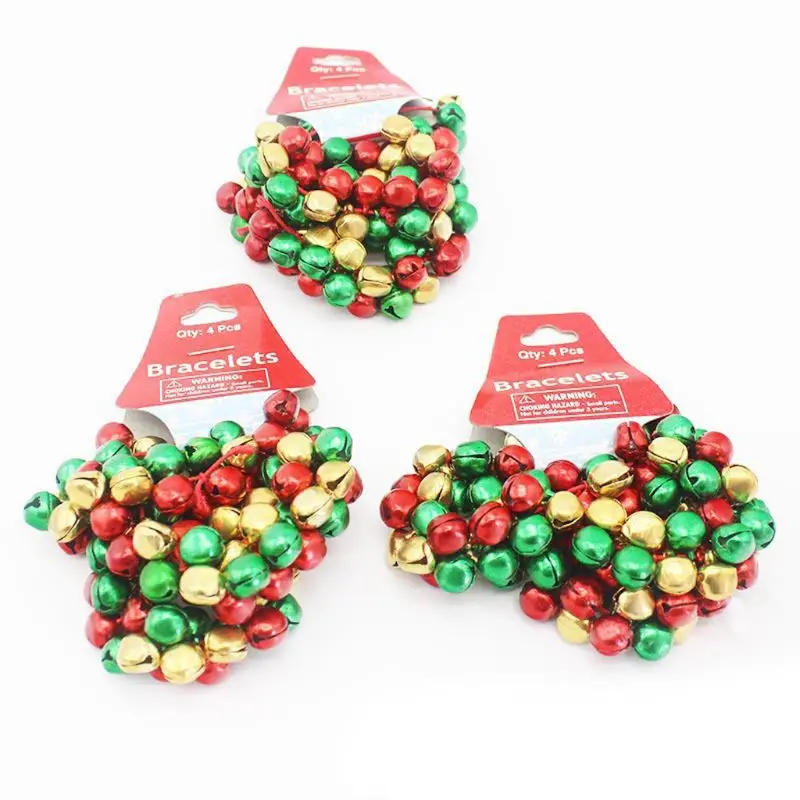 Красочные Jingle Bells танцевальные тянущиеся браслеты детские украшения для