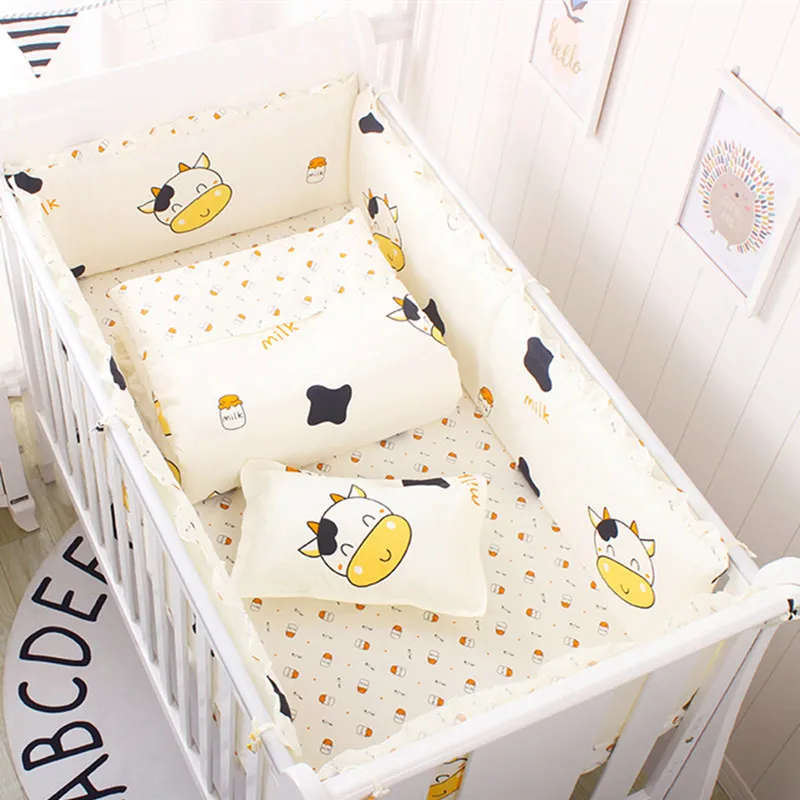 7 pcs/set Baby Bedding Set Crib Kit Bumpers For Cot Breathable Cotton Crib Bumpers New Baby Bed Bumper Set 21 Kinds Of Pattern