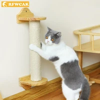 rfwcak cat scratch board vertical sisal grinding claw solid wood hanging cage cat scratch post protecting furniture pet supplies
