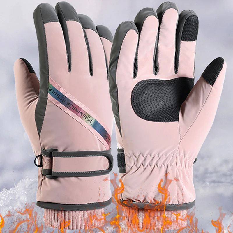 

Women Ski Gloves Touch Screen Thicken Fleece Winter Outdoor Warm Snowboard Reflective Ultralight Motorcycle Thermal Snow Gloves