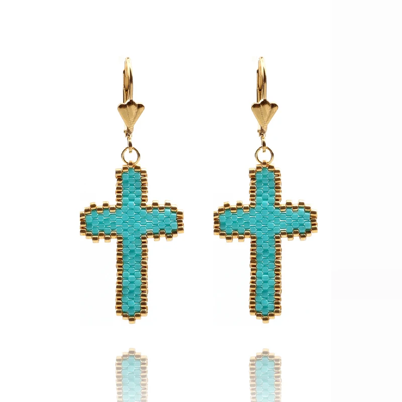 

FAIRYWOO Religion Halloween Protect Cross Earrings Women Fashion Handmade Jewelry Delica Drop Earring Miyuki Beaded Earrings