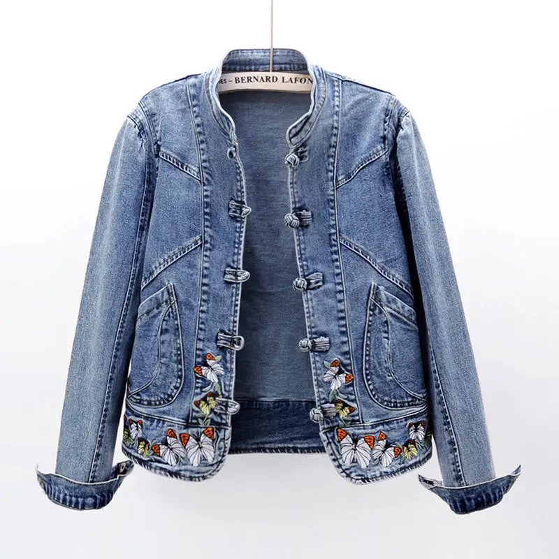 

Autumn 2022 New Women's Denim Jacket Female Jean Coat Embroidered Spring Fashion Top Loose Trendy Blue