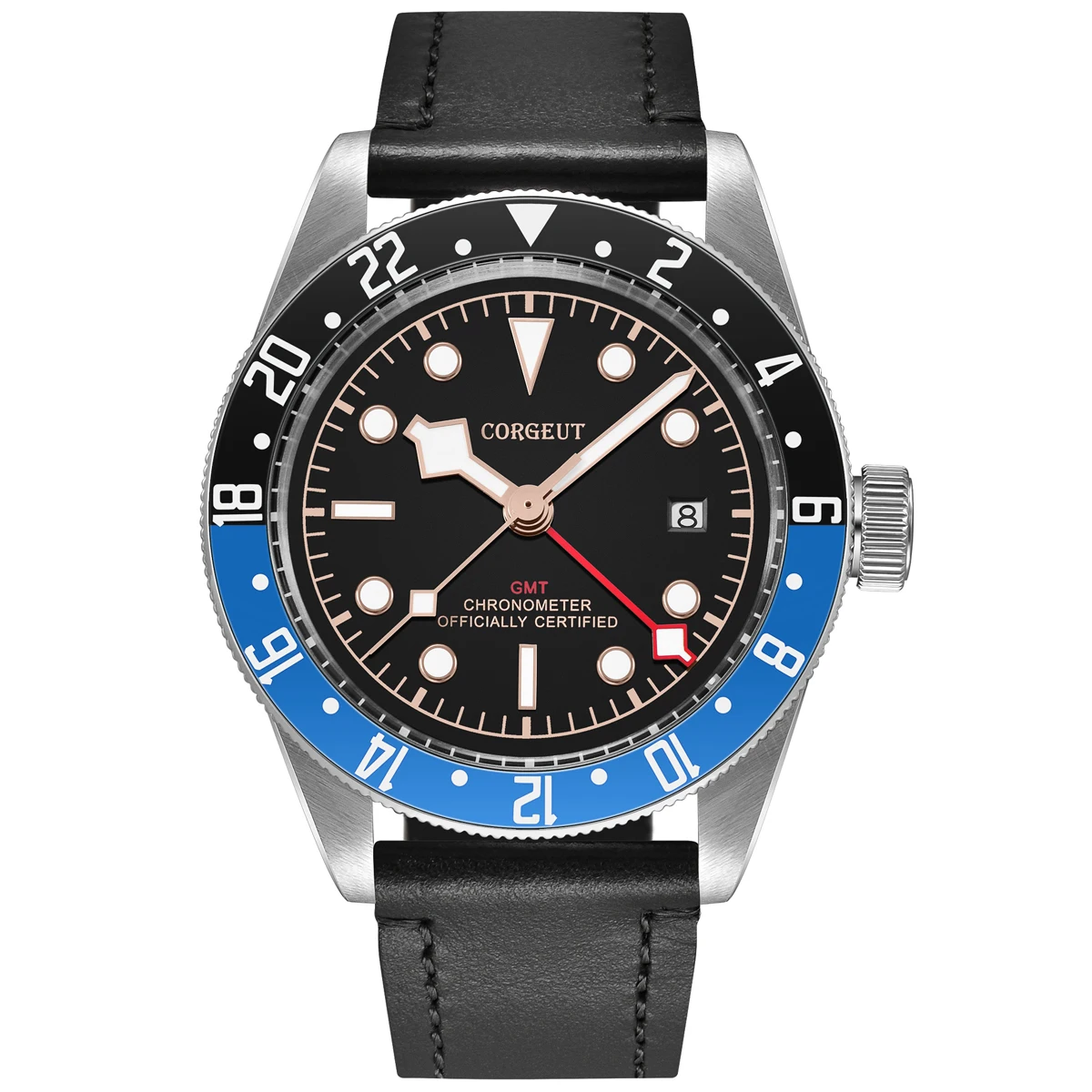 Corgeut 41 мм Мужские часы GMT автоматические механические наручные Дата сапфировое