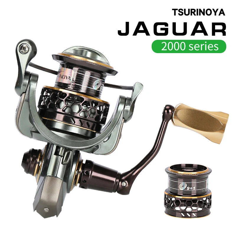 

TSURINOYA JAGUAR 2000 Spinning Fishing Reel 249g 5.2:1 Ratio 9+1BB 6kg Drag Power Double Spool Saltwater Fishing Wheel Lure Reel