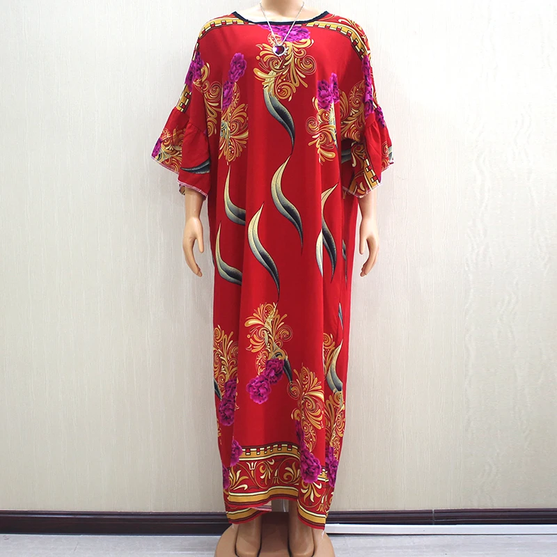 Женское платье макси с цветочным принтом разноцветное свободное оборками и