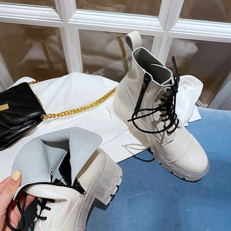 Женские мотоциклетные ботильоны зимние ботинки из мягкой кожи на танкетке