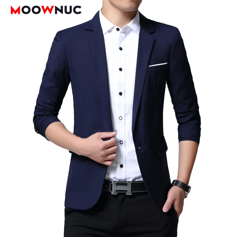 

Casual Blazers for Men 2021 Suit New Fashion Coats Solid Wedding Autumn Slim Fit Brand MOOWNUC Bridegroom's Costume Prom Party