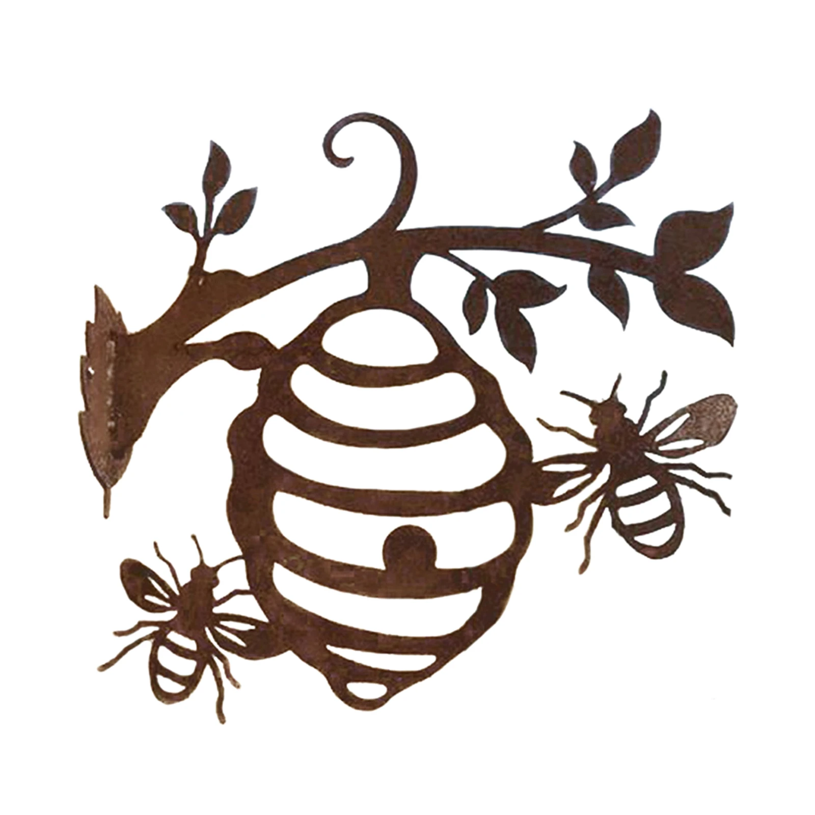 

Iron Honeycomb Bee Hive Garden Silhouette Fence Tree Lawn Enterway Backyard Farmhouse Bee Sculpture Decorative