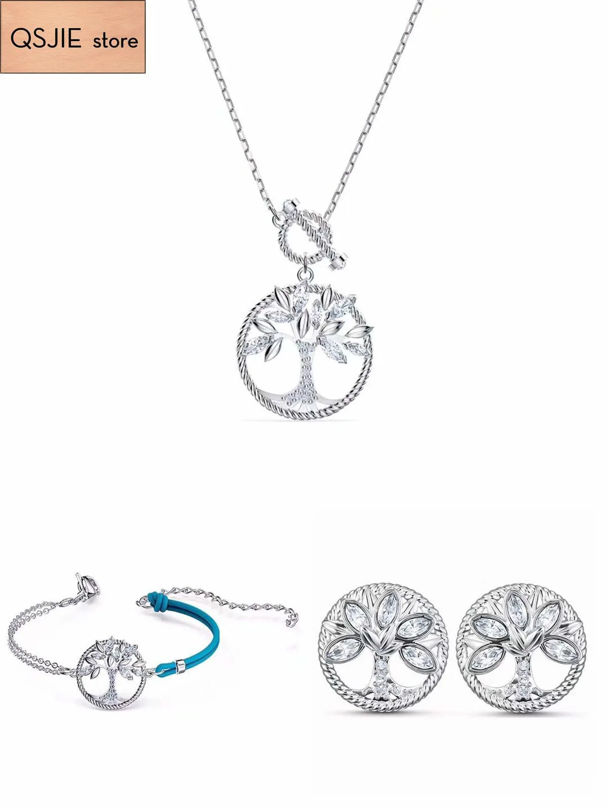 

High Quality SWA New Tree Of Life Three Piece Necklace Charming Fashion Jewelry
