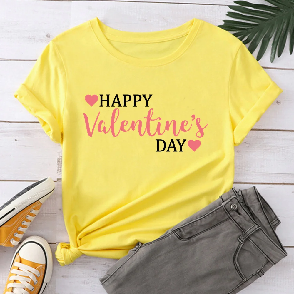 

Женские футболки на День святого Валентина, повседневные топы с принтом, летняя женская футболка, футболка с коротким рукавом, женская одеж...