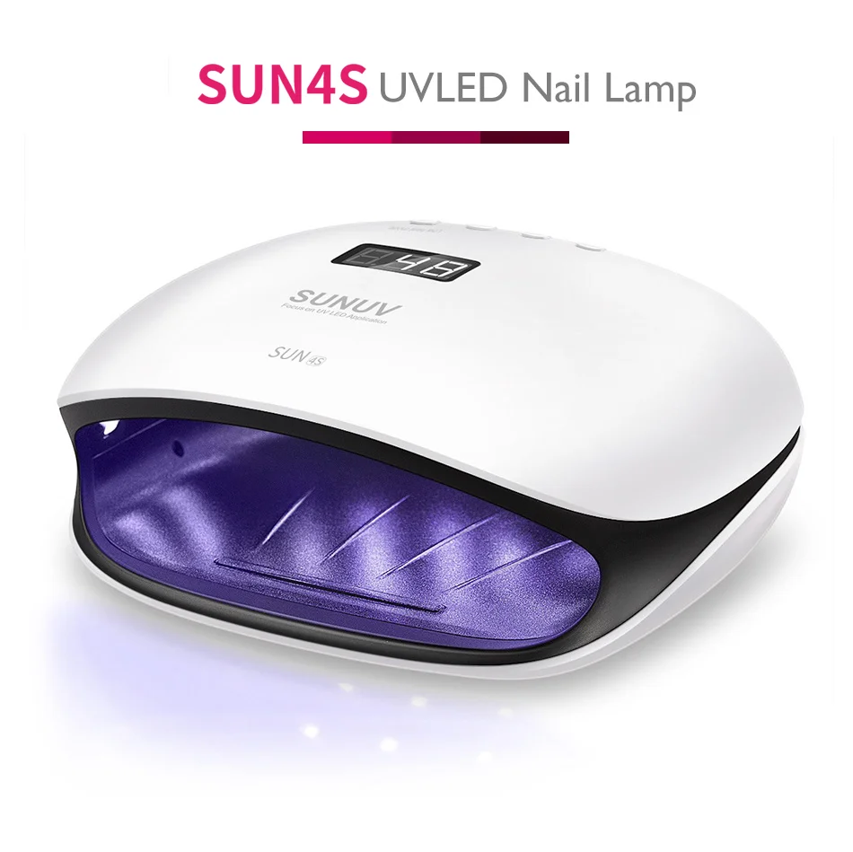 BLACK SUNUV SUN4S 48 Вт УФ светодиодный Сушилка для ногтей гибридная лампа для ногтей Гель-лак с умным сенсором ЖК-дисплей маникюр Дизайн ногтей салон розовый - Цвет: BLACK