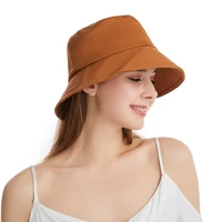2021 new summer hot simple women%e2%80%98s hat high quality cotton large brim bucket cap elegant ladies outdoor travel sun hat