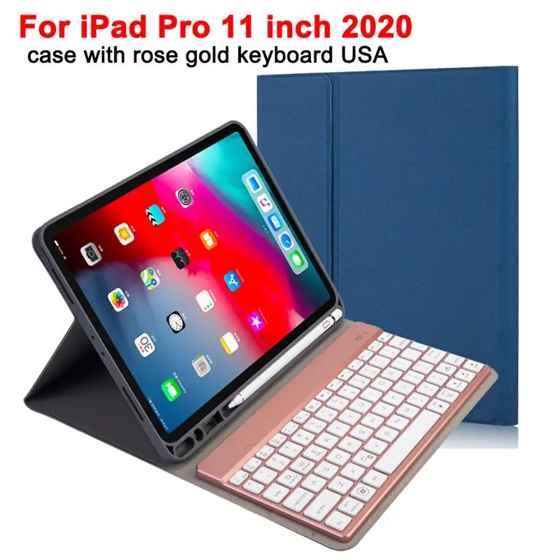 Для iPad Pro 11 &quotчехол 2020 с розовой Золотой клавиатурой анти осенний кожаный планшет