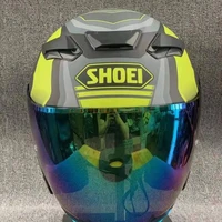 high quality abs shoei yellow and gray personality helmet motorcycle helmet four seasons men and women dual lens half helmet