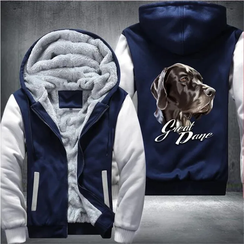 

Great Dane Art Mens Winter Hoodies Male 2020 Harajuku High Quality Casual Sweatshirts Zipper Warm Sportswear Thicken Warm Outwea