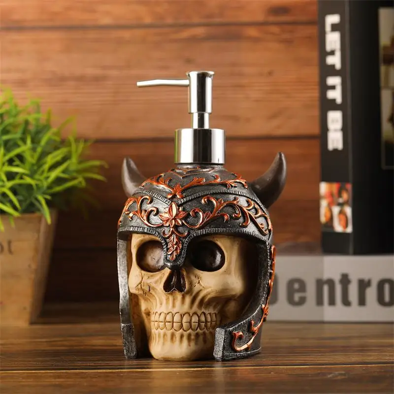 

300ml Viking Skull Liquid Soap Dispensers Resin Hand Sanitizer Pump Bottles Shampoo Lotion Bottle Bathroom Storage Supplies