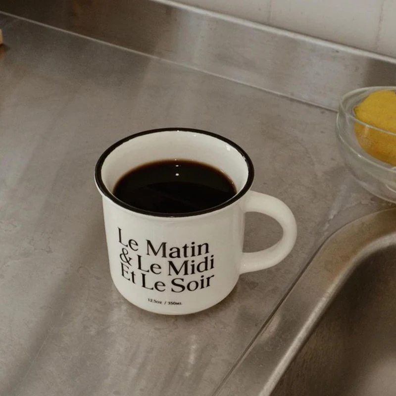 Креативные керамические кофейные чашки с буквенным принтом для завтрака молока