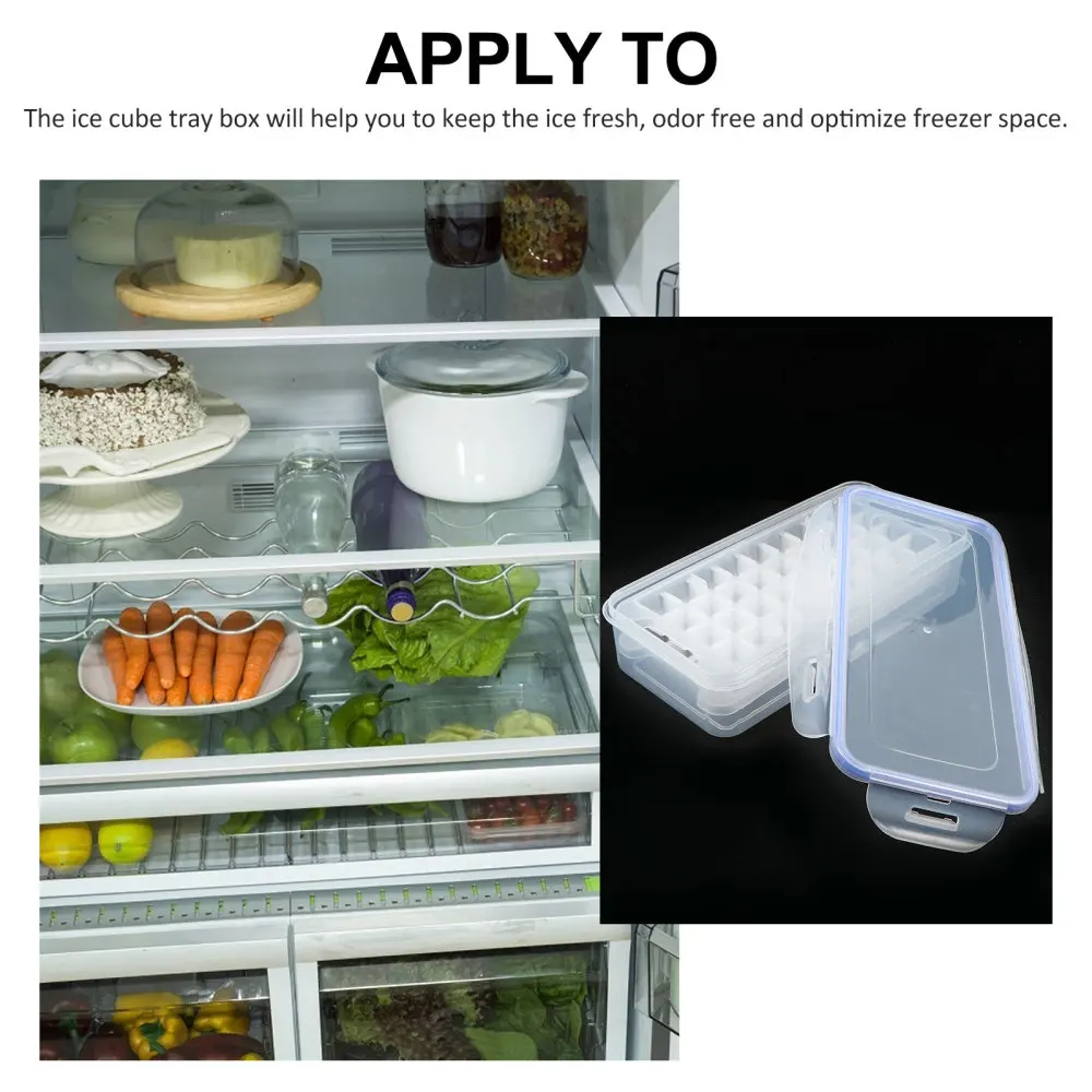 

2Pcs DIY Ice Cube Making Trays Mold Mould with Storage Container Box and Lid