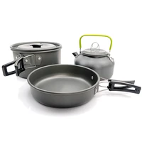 camping pot frypan kettle cookware utensils outdoor tableware set hiking picnic tableware pot pan 1 3persons