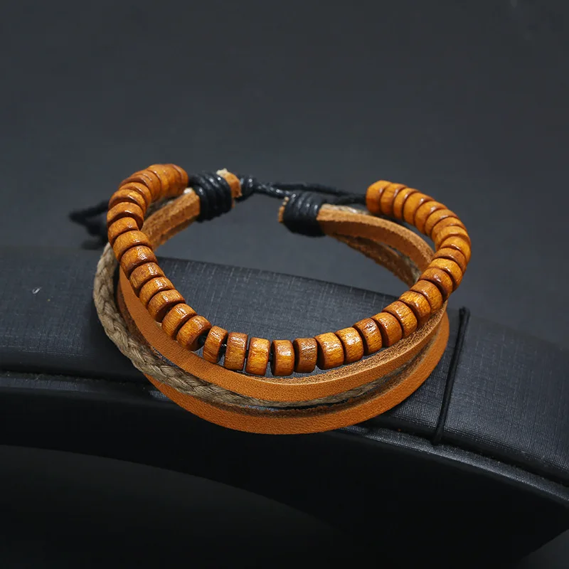 Браслеты из натуральной кожи в стиле панк мужские и женские браслеты с подвеской