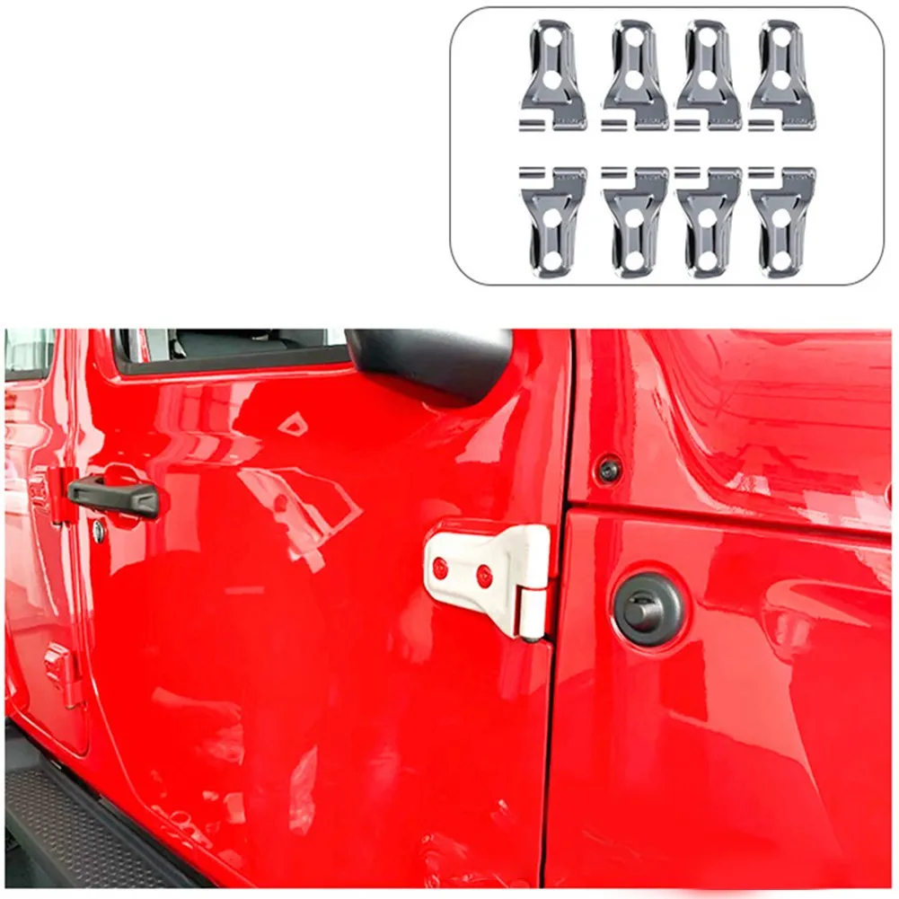 

8pcs Car Door Hinge Cover Trim Decor Chrome Door Panel Cover Hinge Decorative Patch For Jeep Wrangler JL 18+ 2Dr Accessories