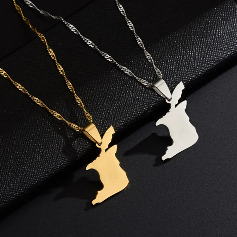 

New fashion stainless steel Trinidad and Tobago map necklace ins wind trend clavicle chain female jewelry gift wholesale