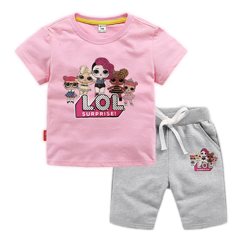 LOL Surprise летний костюм для мальчиков и девочек Детский спортивная футболка с