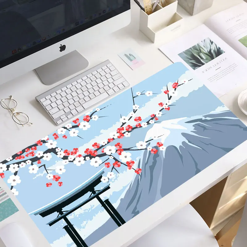 

Fashion Japanese pink cherry blossom style Gaming Player desk laptop Rubber Mouse Mat keyboard Large Mouse Pad pink mouse pad