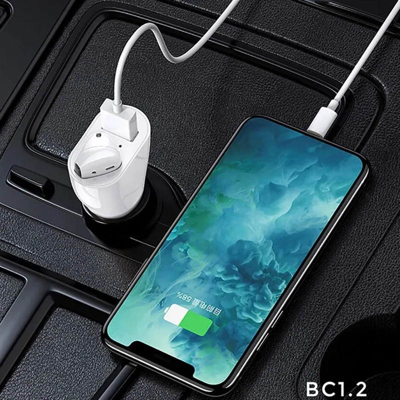 Новинка, портативное автомобильное зарядное устройство, одна гарнитура, USB, Беспроводная зарядка, автоматическое подключение, Bluetooth 5,0, гарнитура, прикуриватель