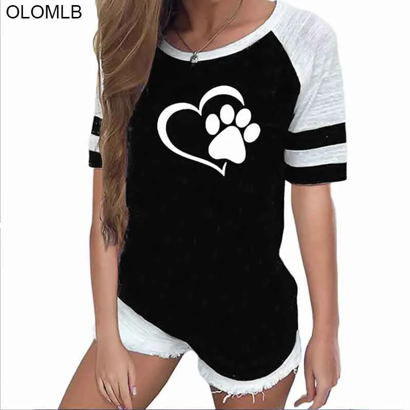 Женская футболка реглан с принтом Собачья лапа|Футболки| |