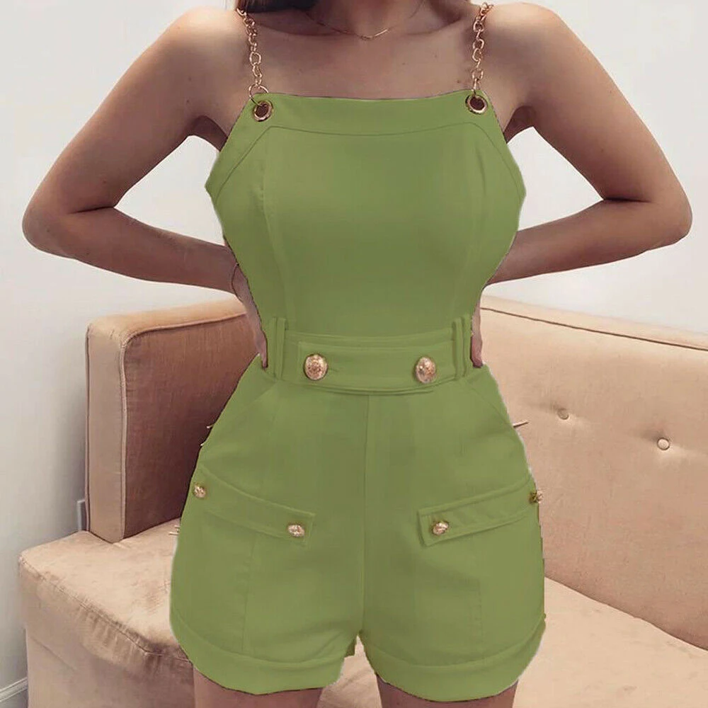 Женский комбинезон с цепочкой на бретельках Женская Клубная одежда брюки