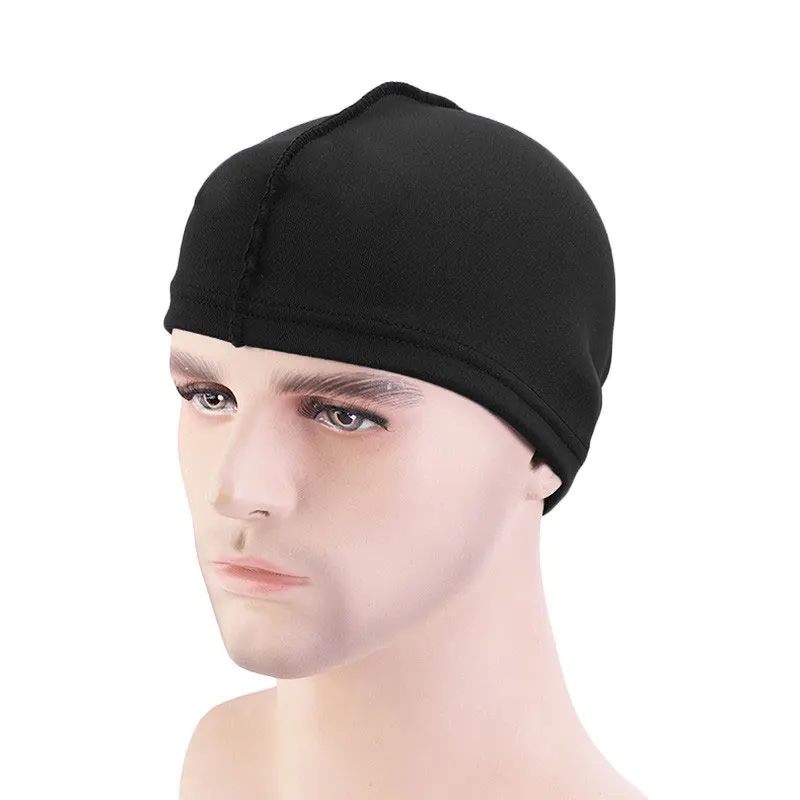 

2021 Unisex Cotton Dome Waves Cap Male Wide Band Baotou Cap Stretchy Wig Cap Satin Breathable Turban Men Hip Hop Durags 1pcs