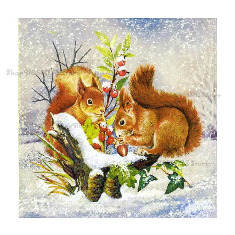 Новогодний подарок алмазная живопись снег белка Сделай Сам 5D полная квадратная