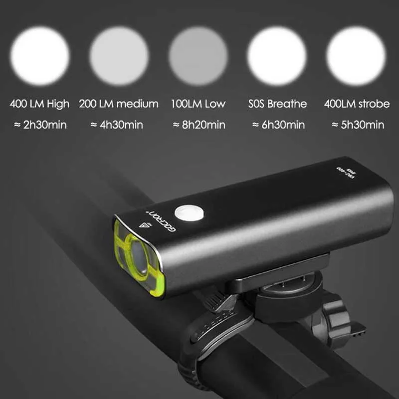 GACIRON Велоспорт Водонепроницаемый IPX3 светодиодный свет USB Перезаряжаемый мини-велосипед 400 люмен руль фара дорожный велосипед MTB