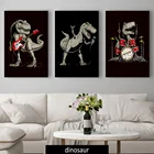 Динозавр суперзвезда рок-группа Настенный декор мультфильм постеры на холсте искусство принты забавные животные живопись для детской комнаты Настенные картины
