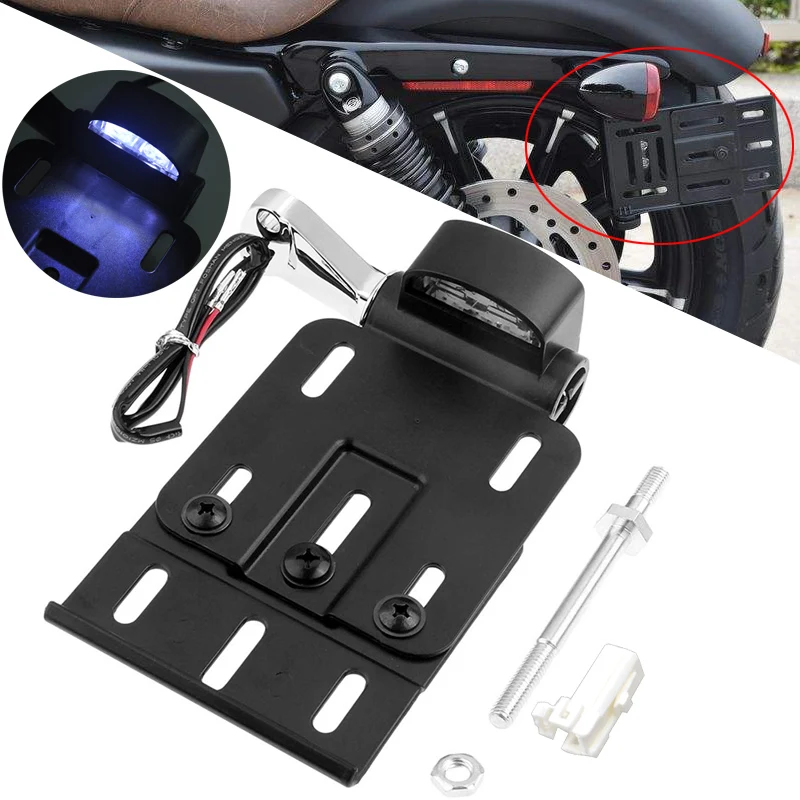 

Боковое крепление номерного знака Рамка Fender номерной знак светодиодный задний светильник держатель Регулируемый подходит для Harley Dyna Sportster ...