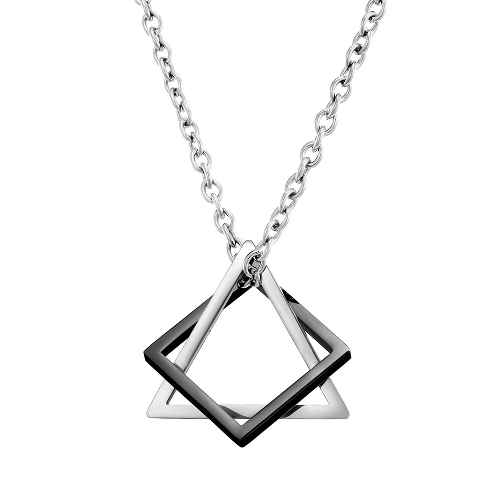 

Creative Geometric Square Combination Men's Necklace Cold Wind Ins Hip Hop Net Red Tide Men And Women Couple Pendant Wholesale
