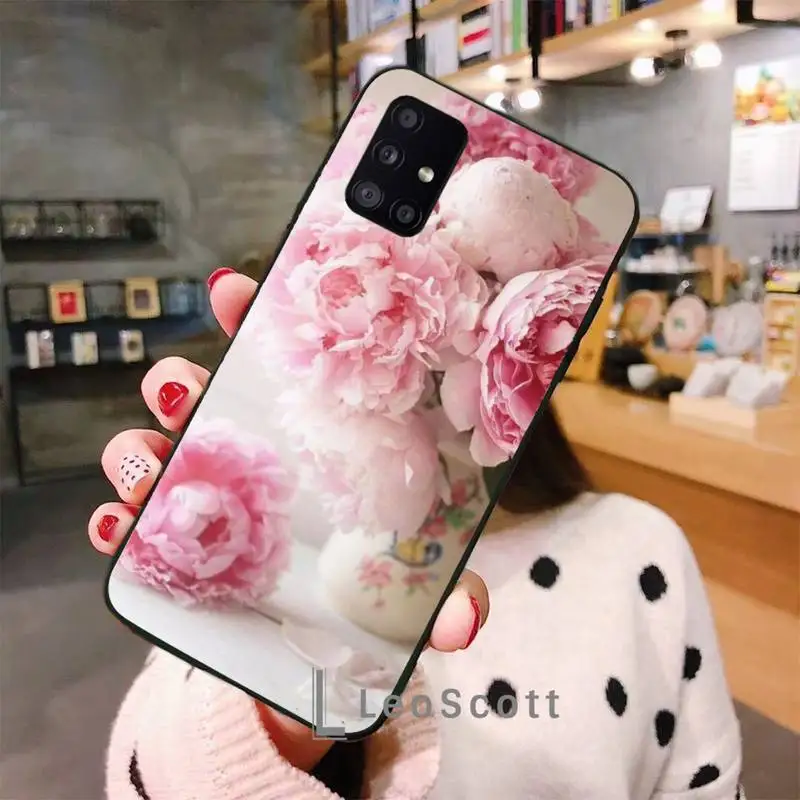 

Elegant Pink Purple Peony Flower Phone Case For Samsung A50 A51 A71 A20E A20S S10 S20 S21 S30 Plus ultra 5G M11
