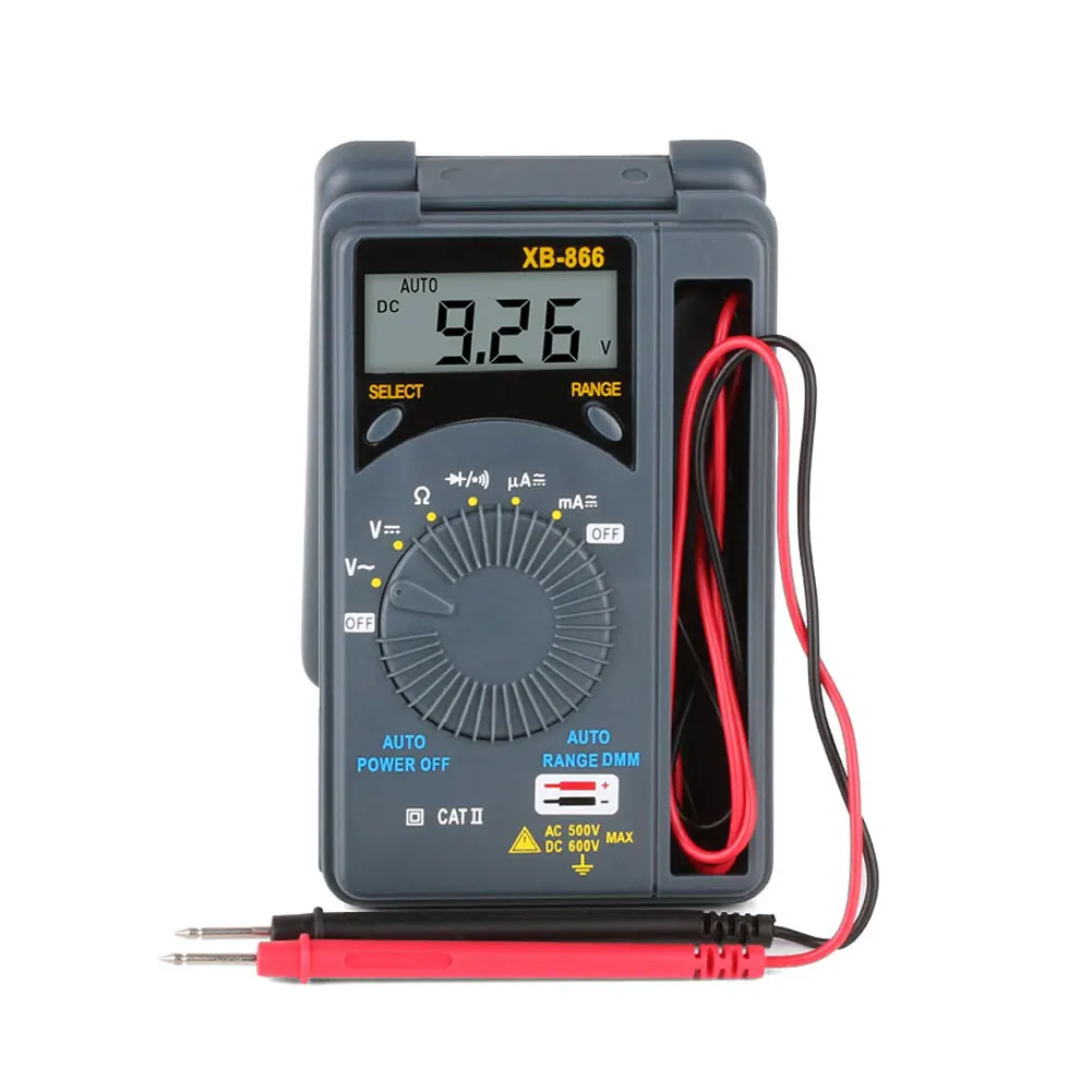 

XB866 LCD Digital Multimeter Auto Range AC/DC Pocket Ammeter Voltmeter Tester Tool Meter Portable Handheld Digital Multimeter