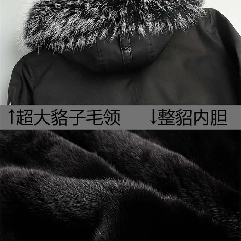

Fur Coat Real Men Natural Mink Fur Coats Men's Winter Jacket Raccoon Fur Collar Long Warm Luxury Parkas BL28060 KJ2532