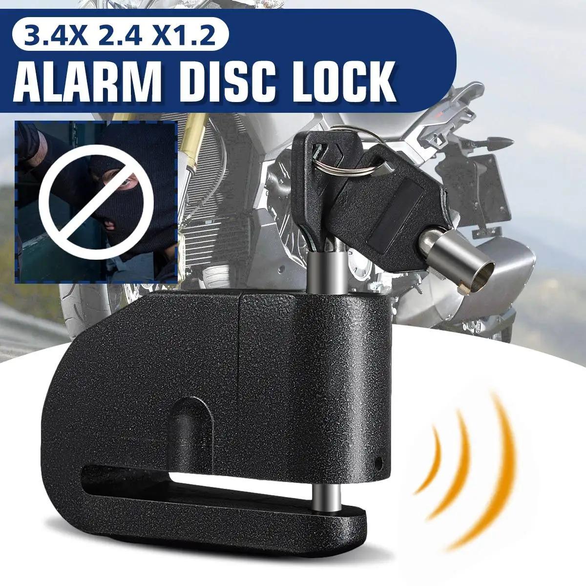 

120dB Motorcycle Alarm Disc Lock Anti-theft Alarm Wheel Disc Brake Safety Siren Padlock For Suzuki/Honda/Kawasaki/Yamaha