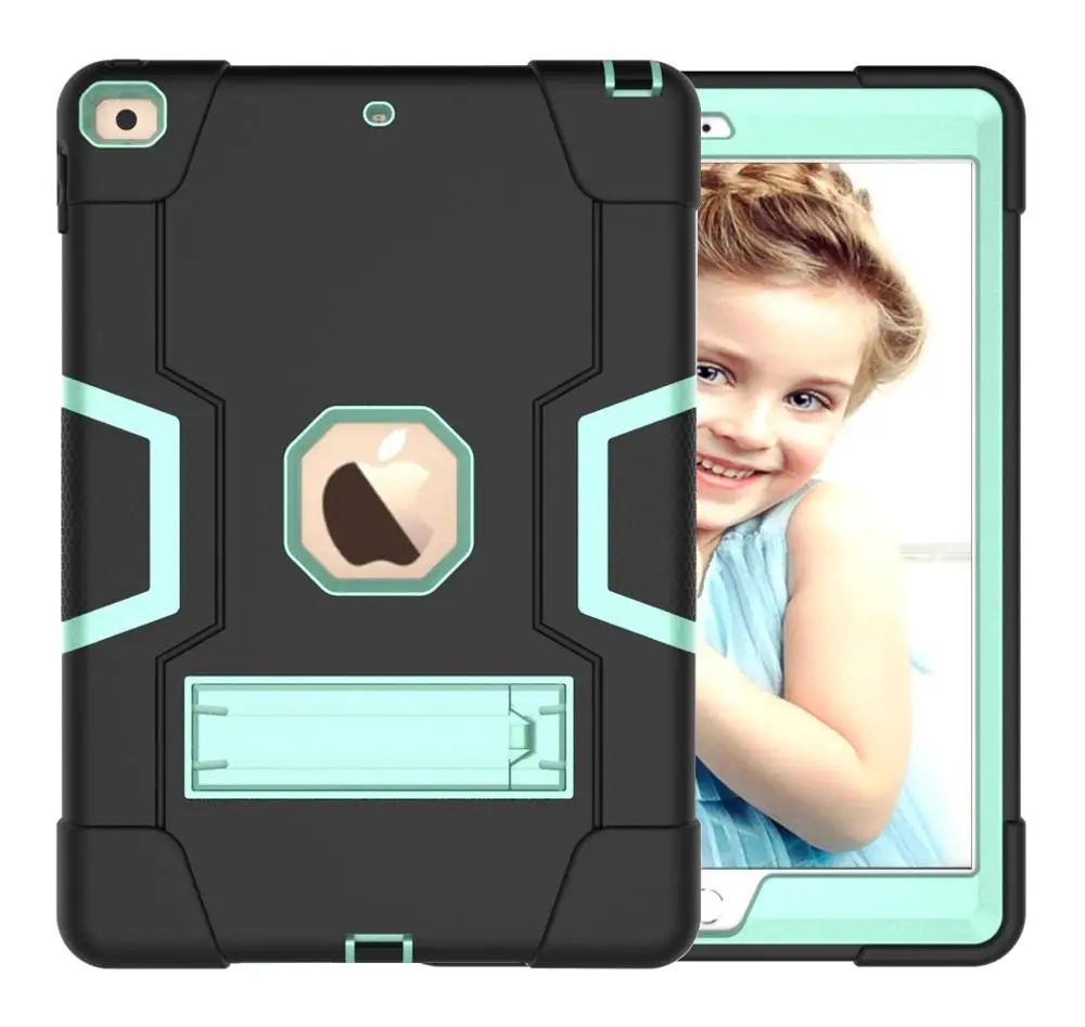 black mint green Новинка для iPad 10,2 7th Gen чехол, прочный ударопрочный сверхмощный Гибридный трехслойный защитный чехол для детей - Цвет: black mint green